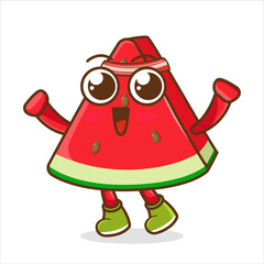 watermelon doing exercise, vector illustration