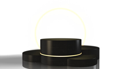 PREMIUM ROUNDED PRODUCT SHOWCASE STAND WITH GOLD GLOWING LIGHT TRANSPARENT PNG