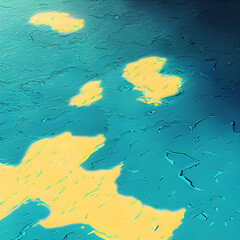 A Blue Area With a Sea Covered in Water in a Snowy Background - Retrofuturism Synthwave Art