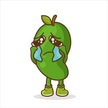 Cute mango character crying. Fruit character icon concept isolated. flat cartoon style