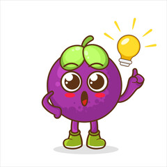 mangosteen character cartoon getting the idea. character design