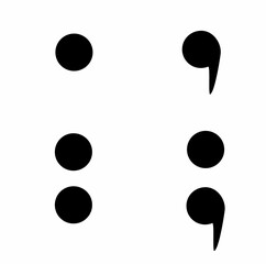 punctuation marks dot, comma, colon, semicolon, isolated on white background, symbols