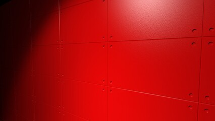 Red painted scratch wall and floor on spot lighting background. Concept 3D CG of struggles of solitude in the concrete jungle, challenging unresolved issues and triumph of the lone wolf in society.