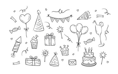 Set of Holiday party doodle elements