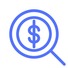Dollar Find Glass Magnifier Money Search Icon