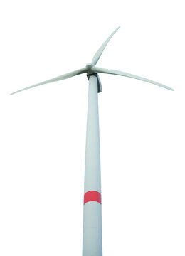 Wind turbine isolated on white background. With path.