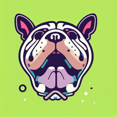 aughing bulldog pastel color symple vector illustration