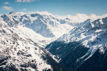 Winter mountain landscape of Austrian Alps, Sölden Alpine resort