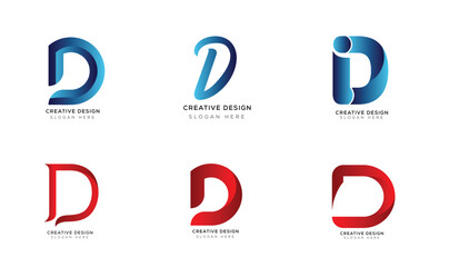 Minimal d logo collection black and white