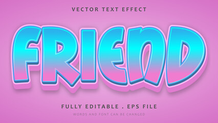 3d Modern Colorful Word Friend Editable Text Effect Design Template