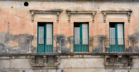 Fototapeta na wymiar architectural details of historic buildings scicli sicily italy