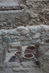 Akrotiri, Santorini, Greece: Ancient Urns at the Site of Minoan Bronze Age Settlement
