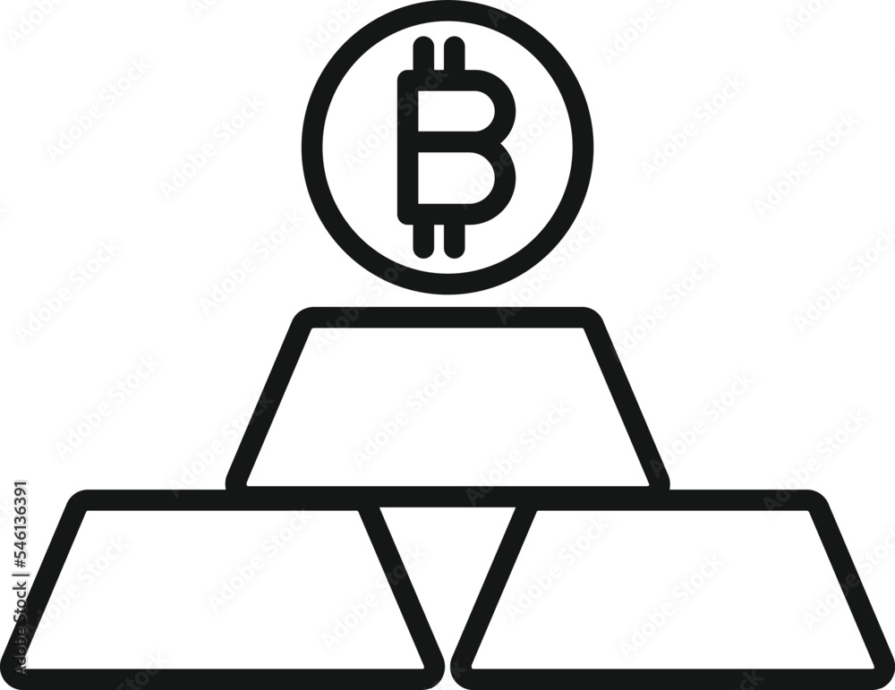 Sticker Cryptocurrency gold bar icon outline vector. Crypto money. Digital evolution