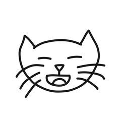 Smiley cat head doodle emoticon. Vector thin line with color face of a cute feline.