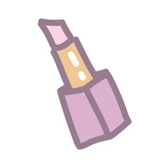 Vector hand drawn doodle icon graphic illustration of a shiny pink colored lipstick