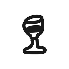 Vector thin line doodle icon hand drawing of a glass of wine, water or soda