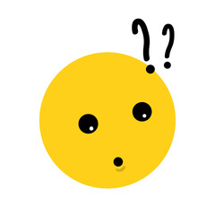 Yellow face of a surprised, confused and thinking character. Vector illustration