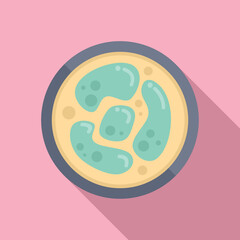 Bacteria icon flat vector. Petri dish. Cell medicine