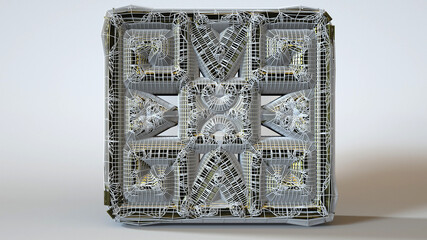Fototapeta premium 3D Illustration of an object-artefact-art piece from Ikatan. Modelers, Designers, Artists and Artisans must watch the mesh to easily make a version of their own.