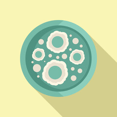Cell icon flat vector. Petri dish. Medical virus