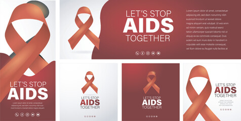 World aids day banner with red silk awareness ribbon