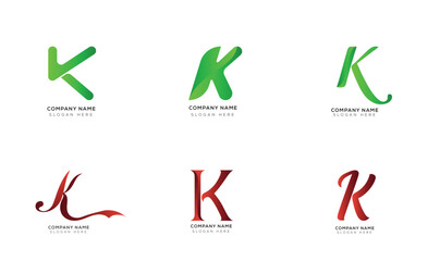 Minimal gradient letter k logo collection