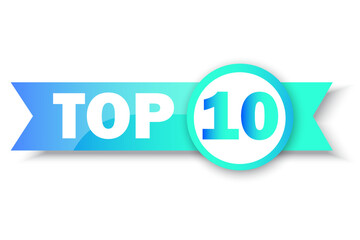 Top 10 rating banner. Circle and ribbon. Sale label. Business concept. Logo template. Vector illustration. stock image.