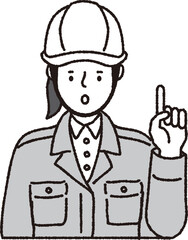 ヘルメット作業着姿の女性_ポイント