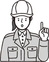 ヘルメット作業着姿の女性_ポイント