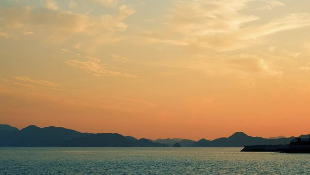 sunset in beautiful and calm inland sea, setouchi, JAPAN