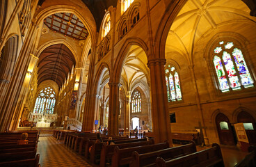 Fototapeta na wymiar The main and east nave of St Mary's Cathedral - Sydney, Australia