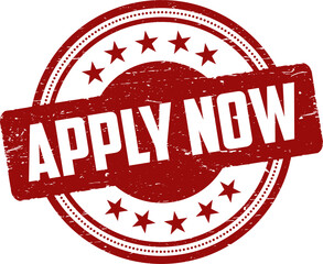 Apply now round vintage grunge stamp