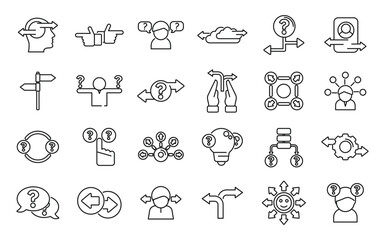 Ambiguity icons set outline vector. Data analysis. Arrow business