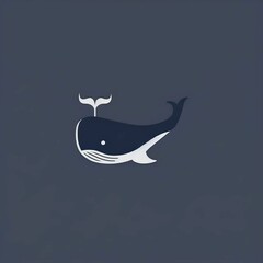 Obraz na płótnie Canvas Whale Minimalist Simple Isotype Icon Logo Design| Created Using Midjourney and Photoshop