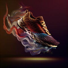 Obraz premium intricate knitted running shoe product photography