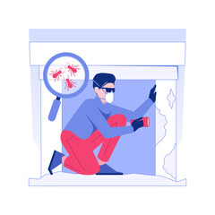 Termite inspection isolated concept vector illustration. Termite inspector looking for WDO in new home, protection from wood-destroying organism, private house control vector concept.