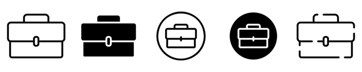 Conjunto de iconos de malet&iacute;n de negocios. Portafolio. Concepto de almacenamiento de documentos o equipaje. Malet&iacute;n de diferentes estilos. Ilustraci&oacute;n vectorial