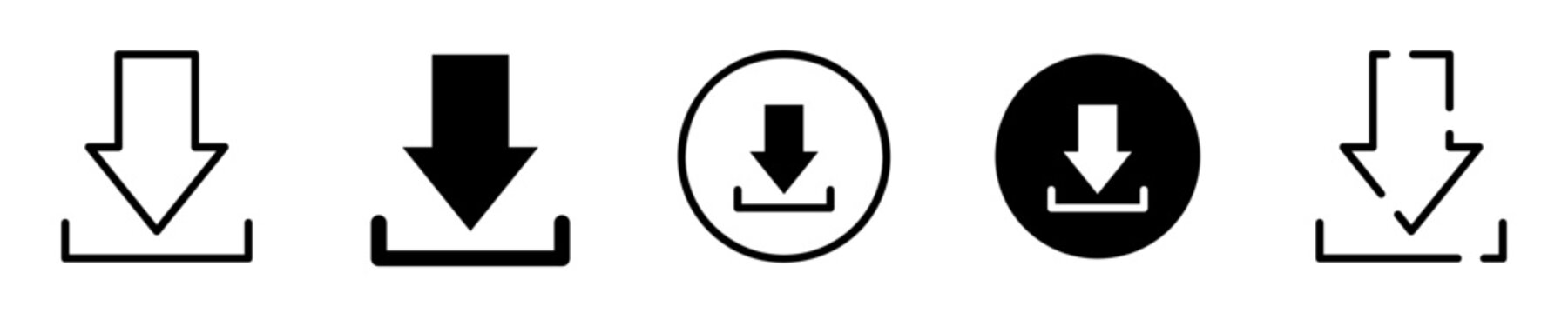 Conjunto de iconos de descarga. Concepto de descargar. Flecha de descarga de diferentes estilos. Ilustraci&oacute;n vectorial
