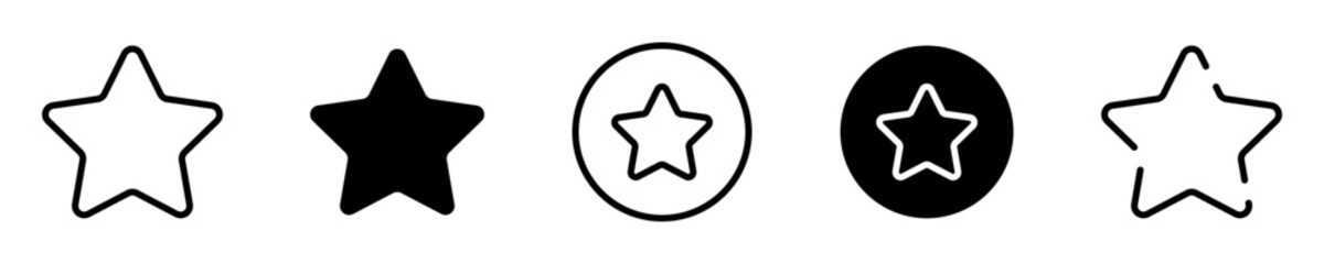Conjunto de iconos de estrella. Concepto de luz, decoración. Estrella de diferentes estilos. Ilustración vectorial