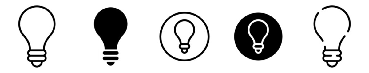 Conjunto de iconos de bombilla de luz. Foco de luz. Concepto de iluminación. bombilla de diferentes estilos. Ilustración vectorial