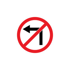 Road sign no left right icon vector logo template