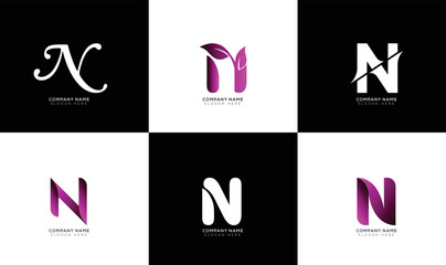 N text logo collection with gradient