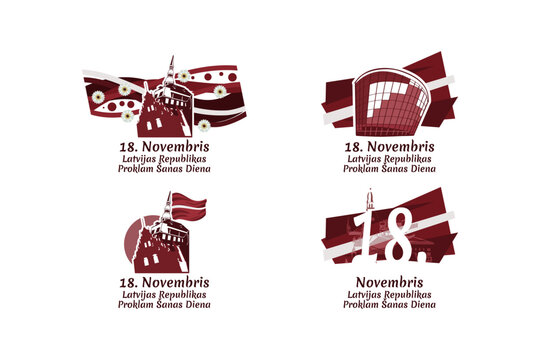 Translation: November 18, Proclamation Day of the Republic of Latvia. Independence day of Latvia vector illustration. Suitable for greeting card, poster and banner. - Powered by Adobe