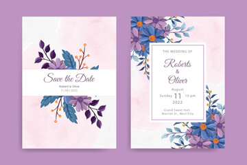 Beautiful hand drawn roses wedding invitation card