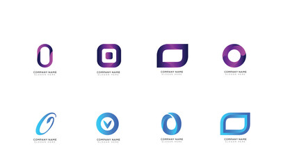 Set of gradient o logo collection with black and white