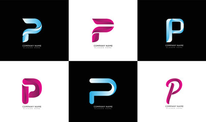 Modern minimal letter p logo collection
