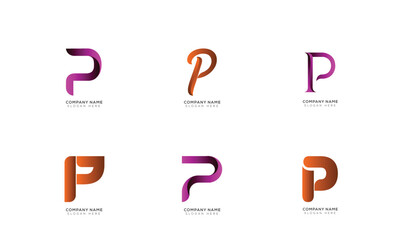 Modern minimal letter p logo collection