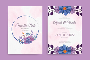 Beautiful hand drawn roses wedding invitation card