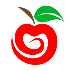 Red apple swirl logo design vector isolated on white background.