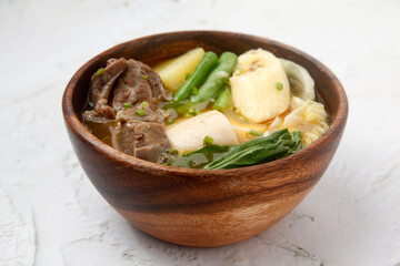 Freshly cooked Filipino food called Beef Pochero